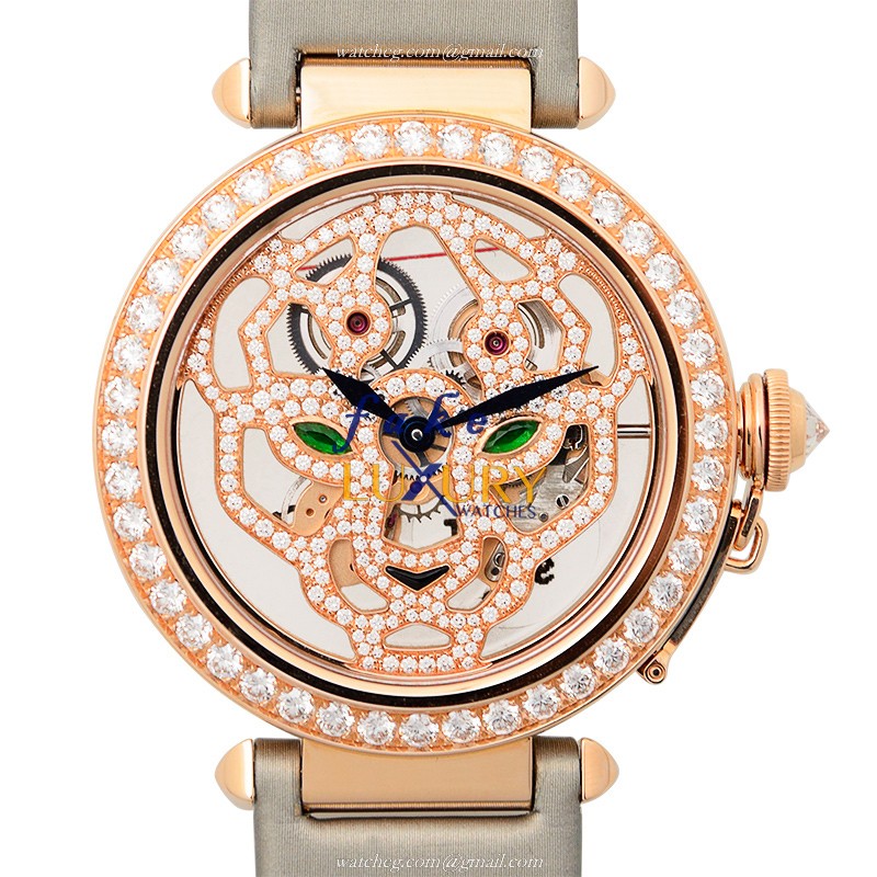 Cartier HPI00508 PASHA DE CARTIER Manual Wind 18kt Rose Gold & Diamonds Replica Watch, Ceramic - Luxury Replica Watch