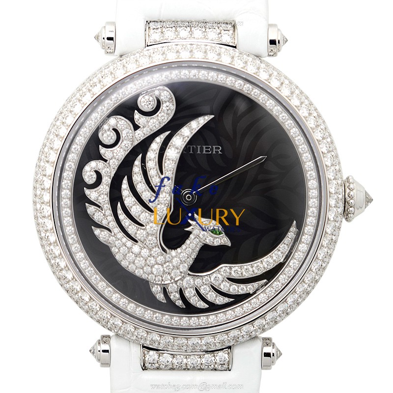 Cartier HPI00633 Bestiaire Replica Watch - Automatic - 18kt White Gold Diamond - Black Dial - Luxury Replica Watch