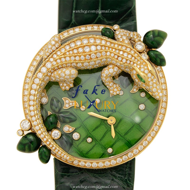 HPI00714-Cartier-BESTIAIRE-Quartz-18kt-Gold-Diamond-Steel-Replica-Watch - Luxury Replica Watch