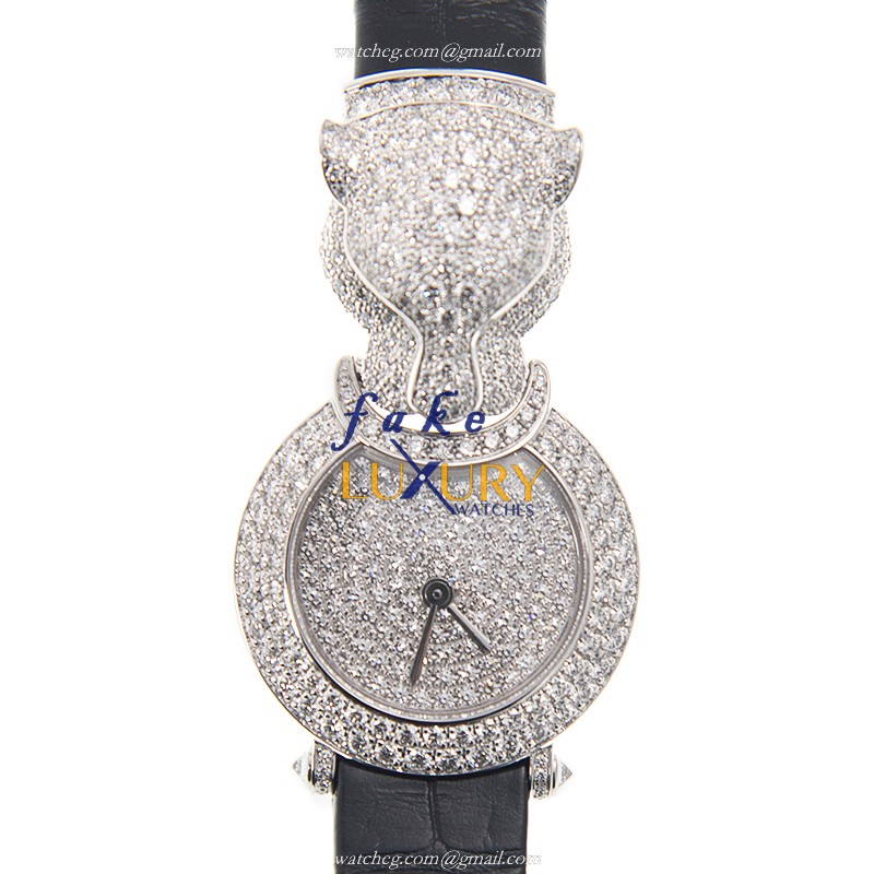 - HPI00767 - Cartier BESTIAIRE Quartz 18kt White Gold & Diamond Replica Watch - Automatic - Luxury Replica Watch