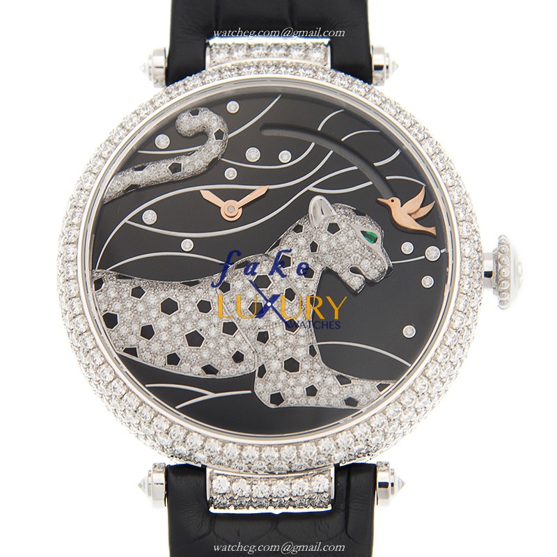 Cartier HPI00776 PANTHeRE DE CARTIER Manual Wind 18kt White Gold Diamond Replica Watch, Model - Luxury Replica Watch