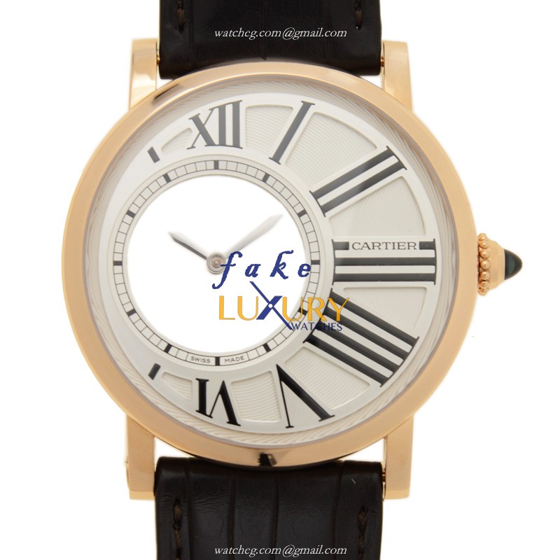 Cartier W1556223 ROTONDE DE CARTIER Manual Wind 18kt Rose Gold Replica Watch - Silver Dial - Luxury Replica Watch