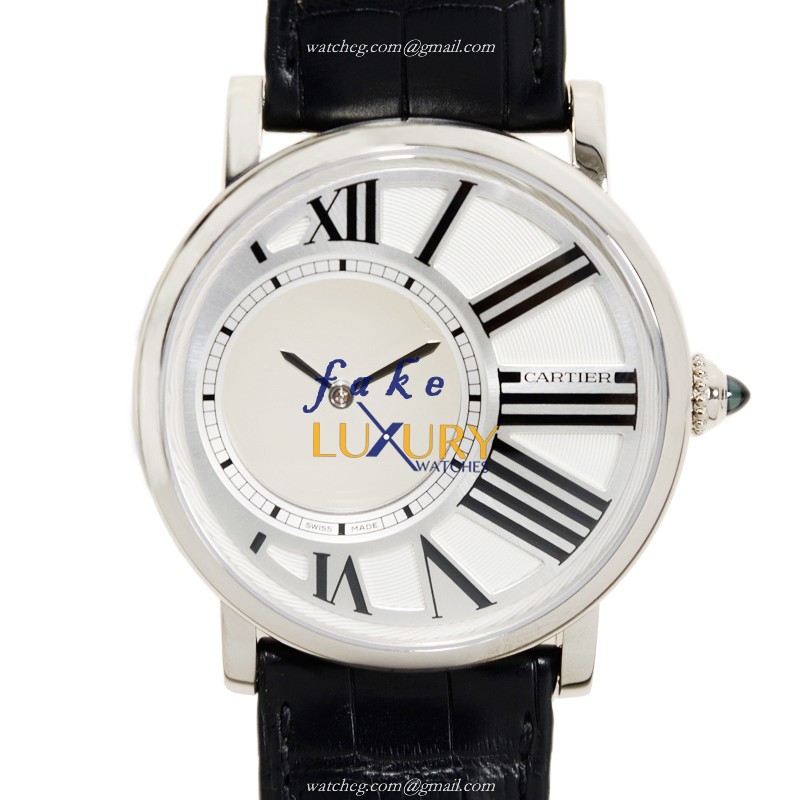 Cartier Rotonde De Cartier W1556224 Manual Wind 18kt White Gold Silver Dial Replica Watch - Luxury Replica Watch