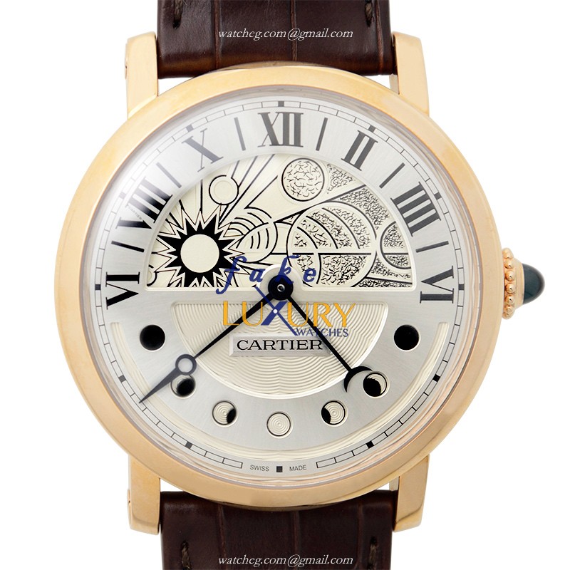 Cartier W1556243 ROTONDE DE CARTIER Automatic 18kt Rose Gold Replica Watch - Swiss Movement, Silver - Luxury Replica Watch