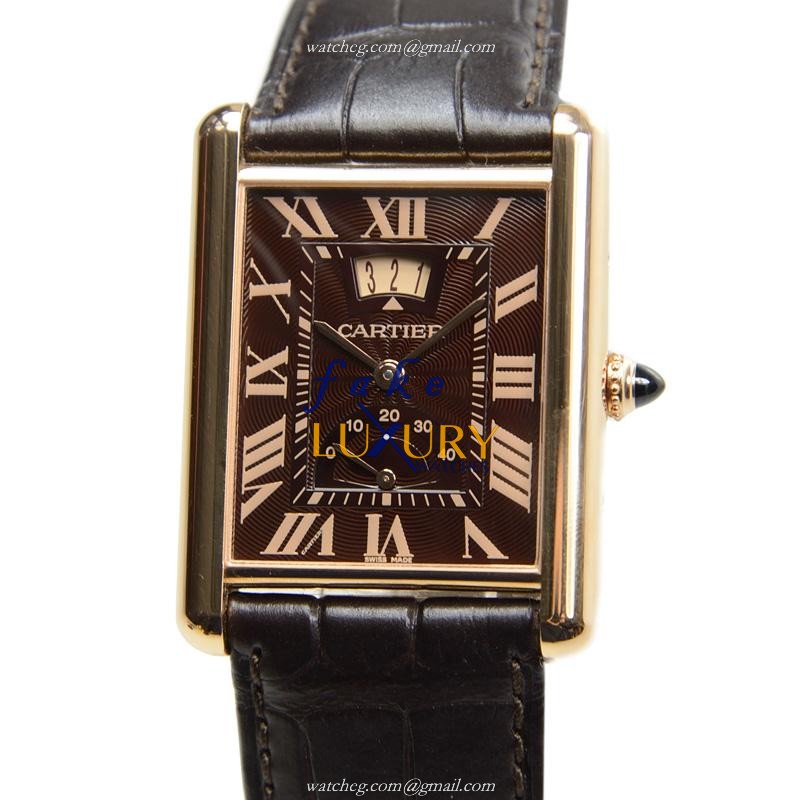 Cartier W1560002 Replica TANK Manual Wind 18kt Rose Gold Watch Brown Dial - Luxury Replica Watch