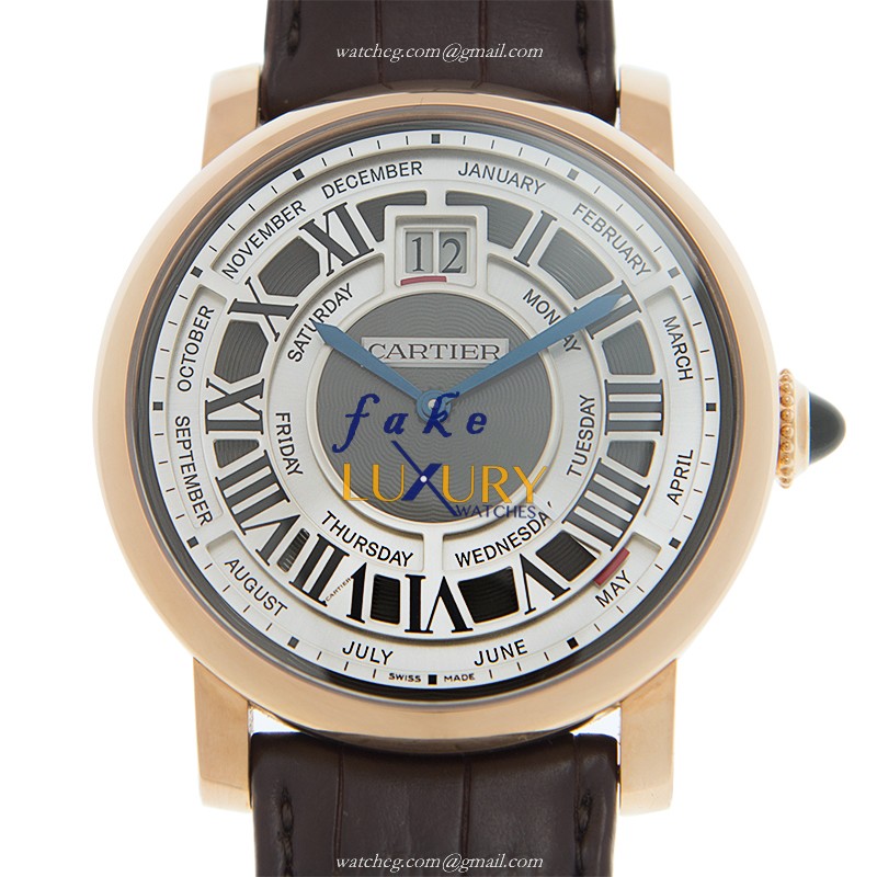 Cartier W1580001 Rotonde De Cartier Replica Watch, Silver Dial, 18kt Rose Gold Case, Automatic - Luxury Replica Watch