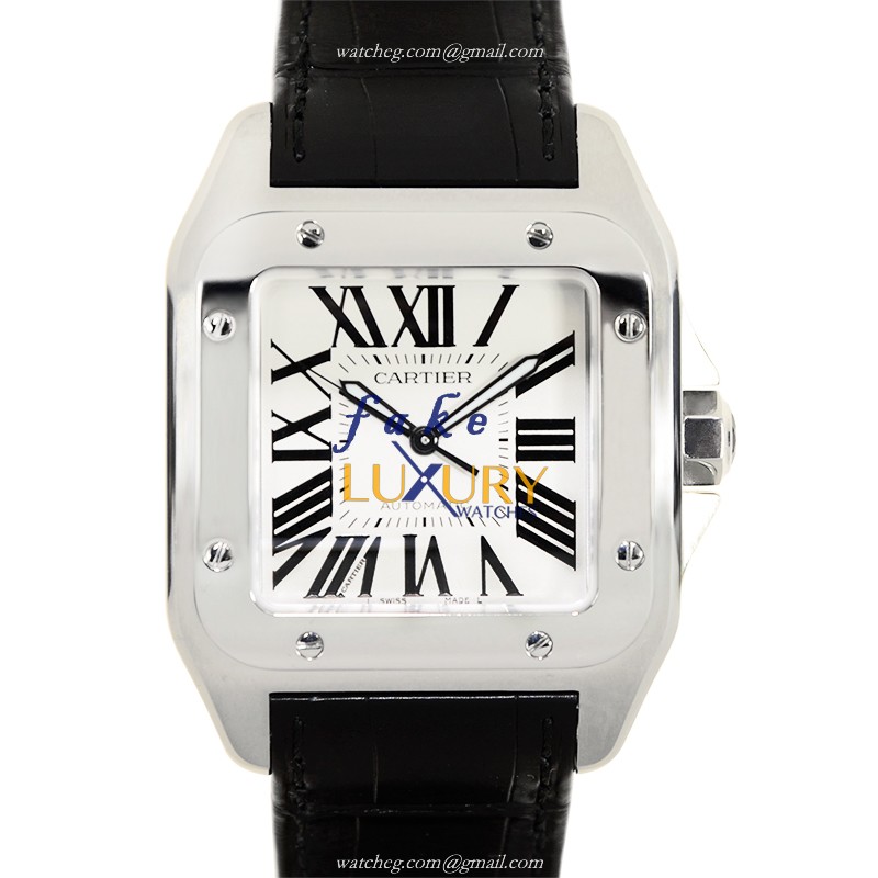 Cartier W20073X8 Santos Replica Watch, Automatic Movement, White Dial, Steel Case - Luxury Replica Watch