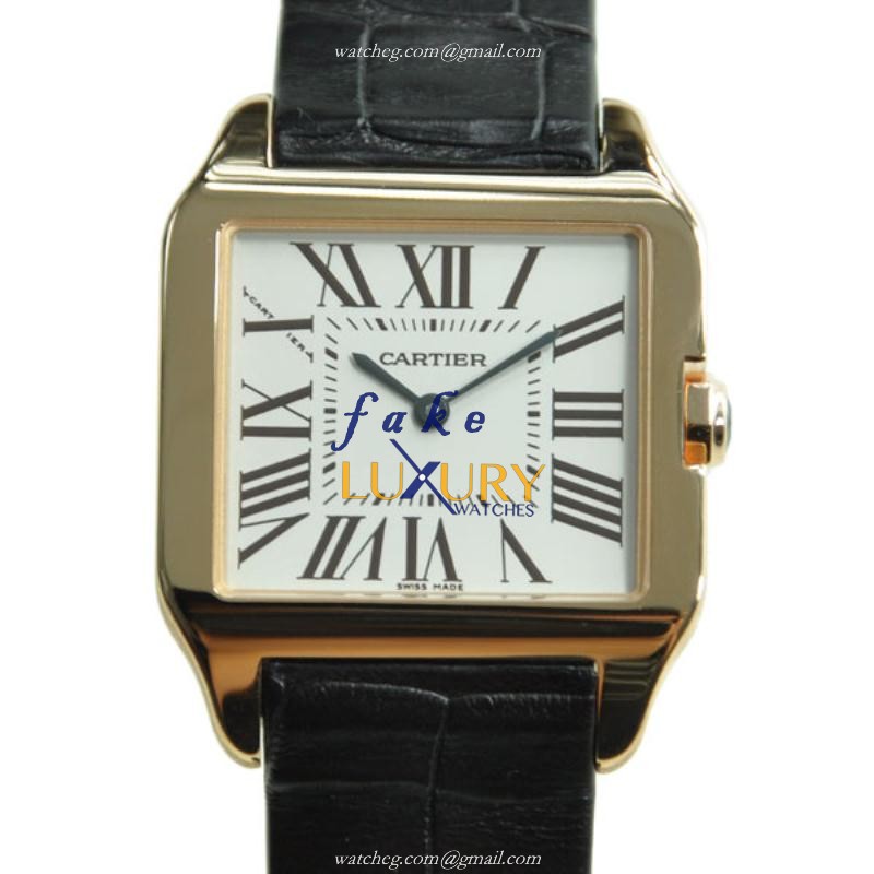 Cartier W2009251 Santos Replica Watch, Silvery White Dial, 18kt Rose Gold Case, Quartz - Luxury Replica Watch