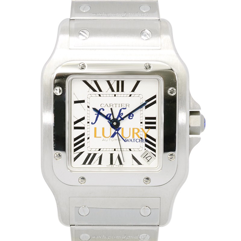 Cartier W20098D6 Santos Automatic Stainless Steel Replica Watch - White Dial, Silver Case - Luxury Replica Watch