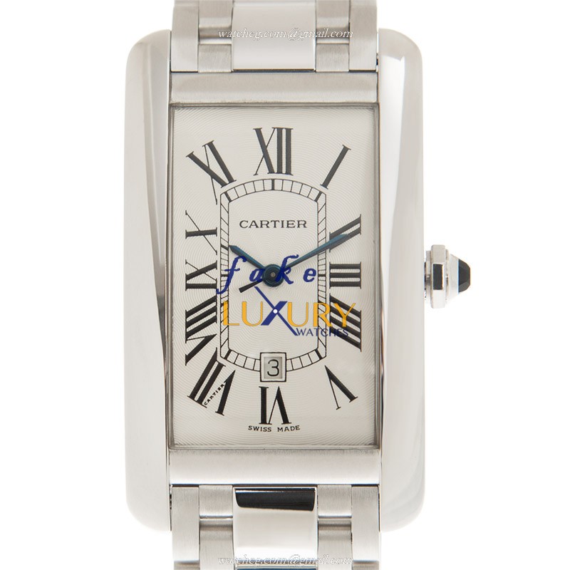 Cartier W26055L1 TANK Automatic 18kt White Gold Replica Watch, Ladies, Silver Dial - Luxury Replica Watch
