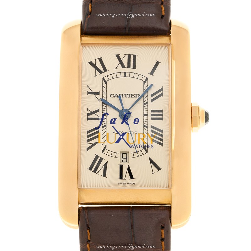 Cartier W2609856 TANK Automatic 18kt Rose Gold Replica Watch Leather Brown Strap - Luxury Replica Watch