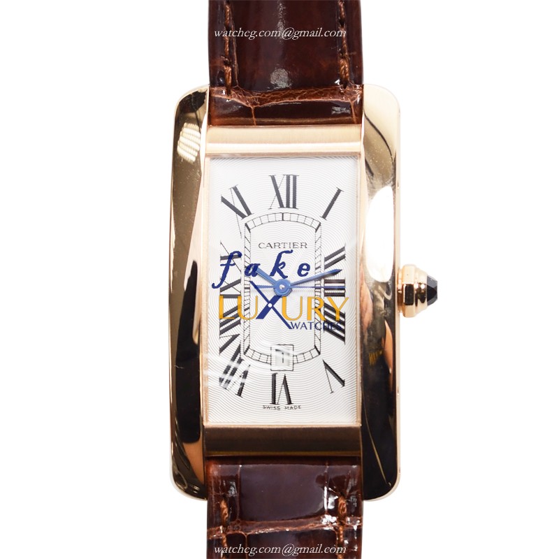 - W2620030 - Cartier Tank Automatic Replica Watch - 18kt Rose Gold - Sapphire Crystal - Brown - Luxury Replica Watch