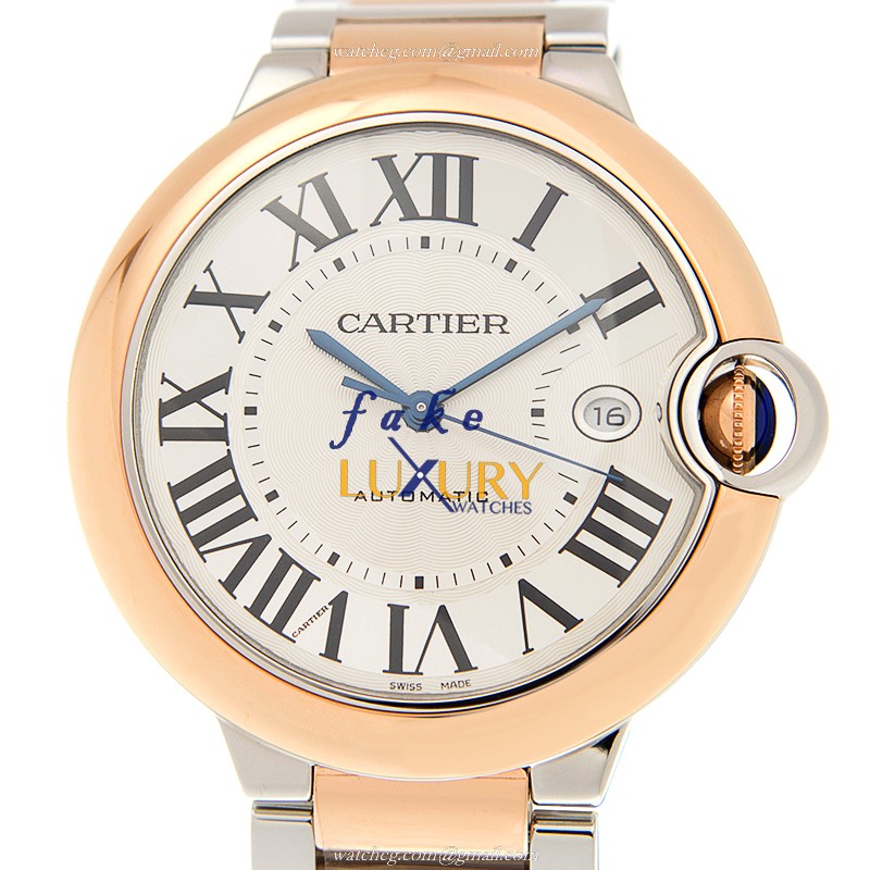 Cartier W2BB0004 BALLON BLEU Automatic 18kt Rose Gold & Steel Replica Watch, Swiss Movement, White - Luxury Replica Watch