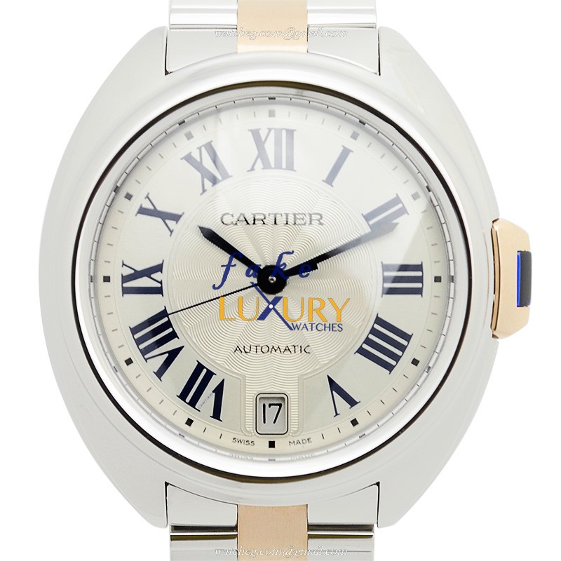 Cartier W2CL0003 Cle De Cartier Auto Stainless Steel Replica Watch 35mm Silver Dial Gold & Steel - Luxury Replica Watch