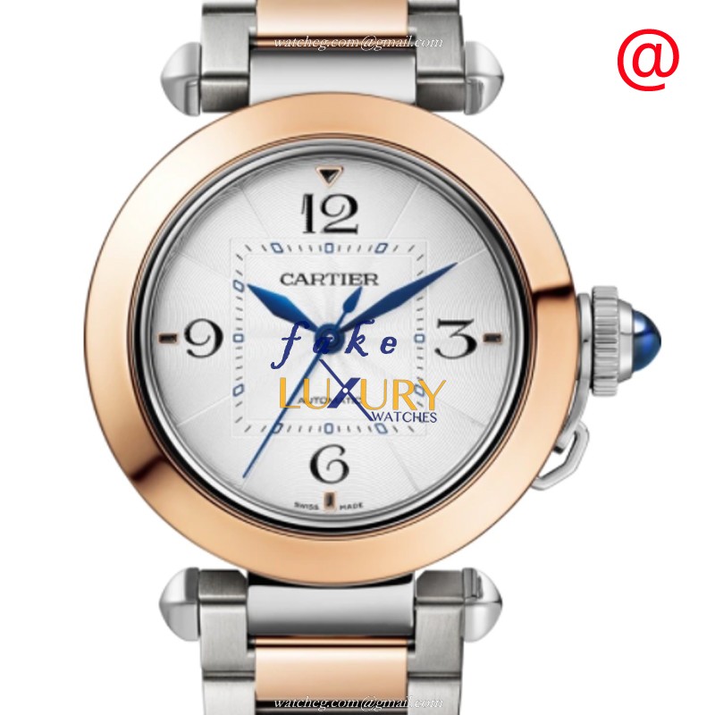 Cartier W2PA0008 PASHA DE CARTIER Auto 18kt Rose Gold Steel Case Silver Dial Replica Watch - Luxury Replica Watch