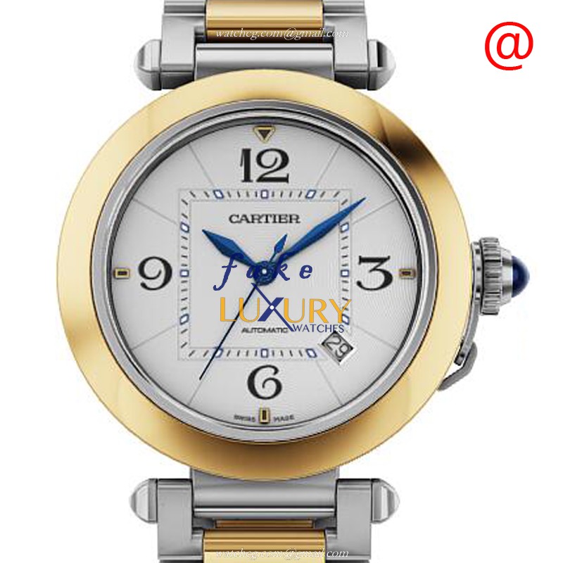 Cartier W2PA0009 PASHA DE CARTIER Automatic 41mm 18kt Gold & Steel Silver Dial Replica Watch - Luxury Replica Watch