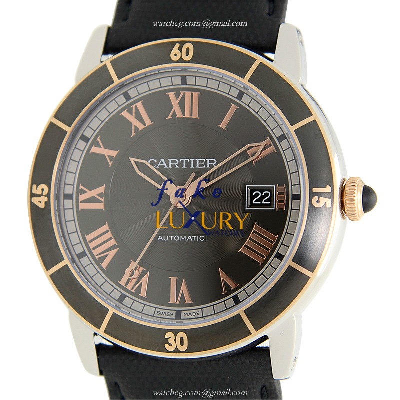 Cartier W2RN0005 ROTONDE DE CARTIER Auto 18kt Rose Gold Steel | 42mm Black Dial Leather Strap - Luxury Replica Watch