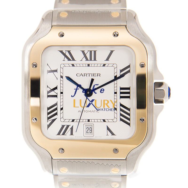 Cartier W2SA0006 Automatic 18kt Gold & Steel | White Dial | Silver Strap Replica Watch - Luxury Replica Watch