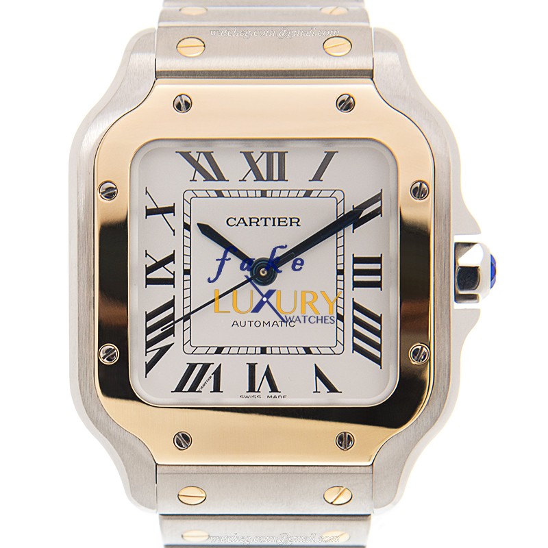 Cartier W2SA0007 Santos Automatic 18kt Gold & Steel Replica Watch - Swiss Movement, Silver Dial & - Luxury Replica Watch