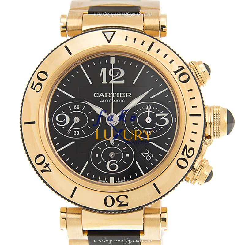Cartier W301970M PASHA DE CARTIER Automatic 18kt Yellow Gold - Black Dial - Ceramic Bezel - Replica - Luxury Replica Watch