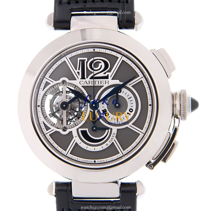 Cartier W3030013 Pasha de Cartier Replica Watch, Manual Wind, Gray Dial, 18kt White Gold Case - Luxury Replica Watch
