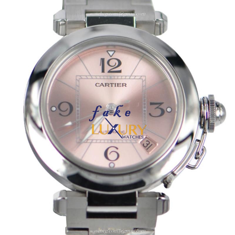 Cartier W31075M7 Pasha De Cartier Auto Stainless Steel Replica Watch, Pink Dial, Swiss Movement - Luxury Replica Watch