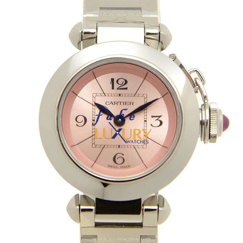 Cartier W3140008 Pasha de Cartier Replica Watch, Pink Dial, Steel Bracelet, Quartz - Luxury Replica Watch