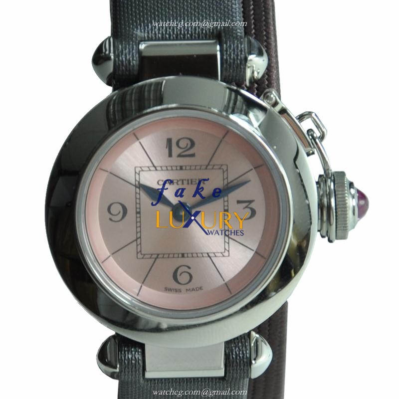 Cartier PASHA DE CARTIER W3140026 Quartz Steel Replica Watch - Pink Dial, Silver Strap - Luxury Replica Watch