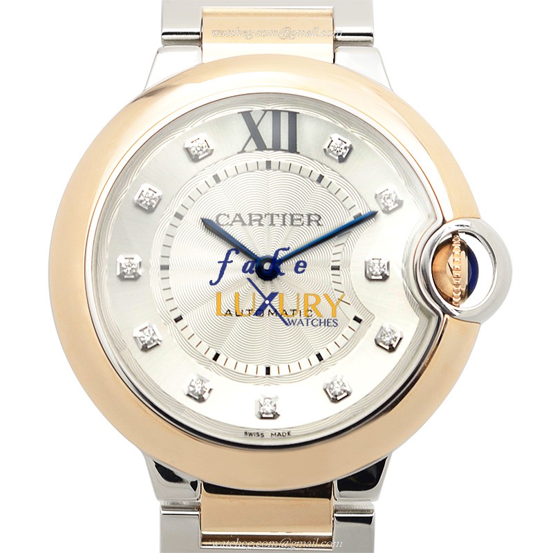 Cartier W3BB0007 BALLON BLEU Automatic 18kt Rose Gold Replica Watch, Automatic, Silver Dial, Steel - Luxury Replica Watch
