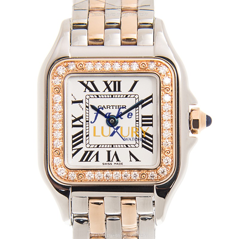 Cartier Panthere W3PN0006 Replica Watch, Quartz Movement, 18kt Rose Magic & Diamond Case, White Dial - Luxury Replica Watch