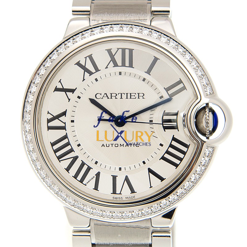 Cartier W4BB0017 Ballon Bleu Automatic Stainless Steel Diamonds Silver Dial Replica Watch - Luxury Replica Watch