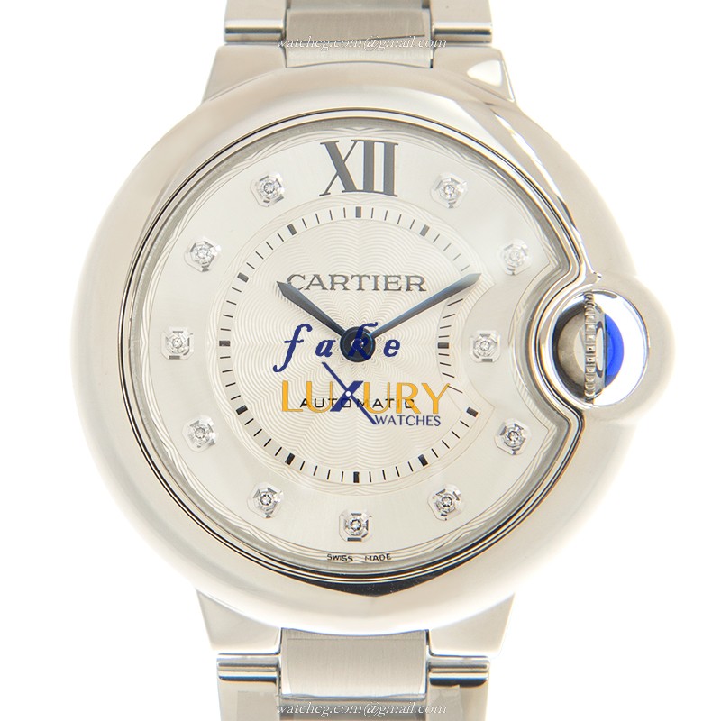 Cartier W4BB0021 Ballon Bleu Replica Watch, 33mm Silver Dial Stainless Steel Automatic - Luxury Replica Watch