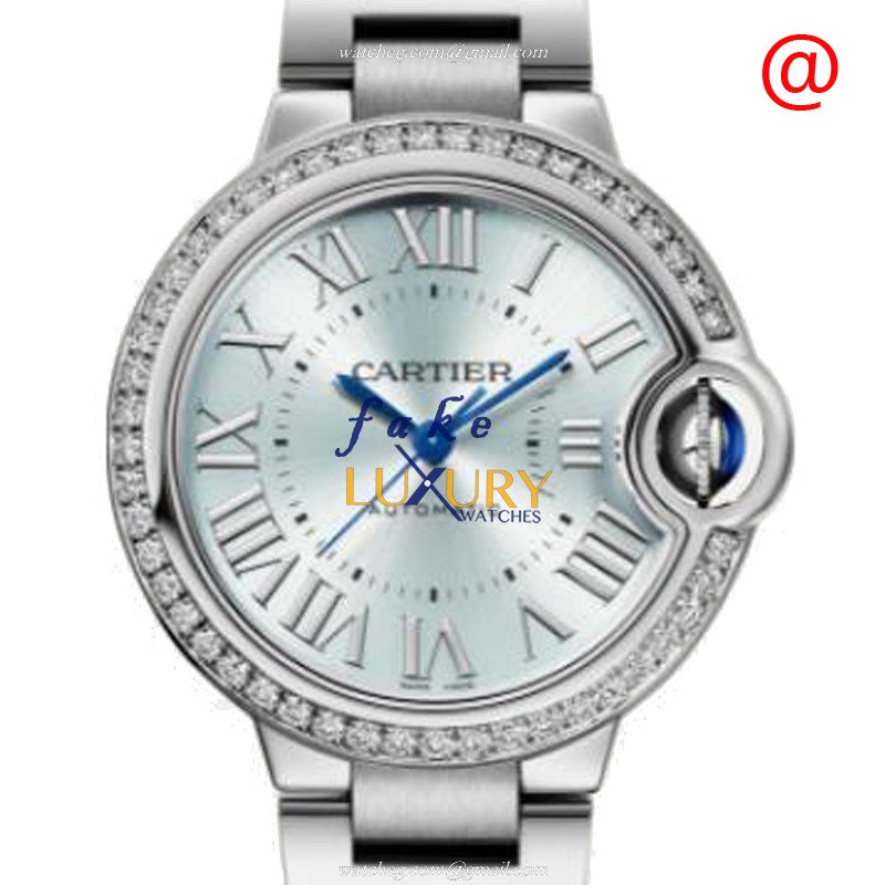 Cartier W4BB0028 Ballon Bleu Automatic Stainless Steel Diamonds Light Blue Dial Replica Watch - Luxury Replica Watch