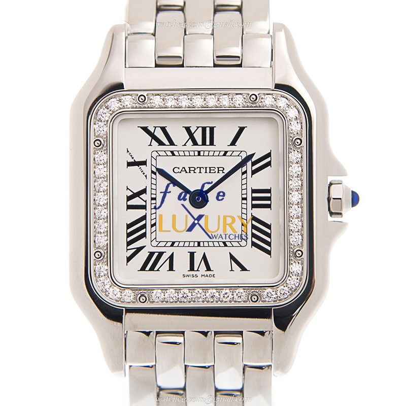 Cartier W4PN0008 PANTHeRE DE CARTIER Quartz Stainless Steel & Diamond Replica Watch, White Dial - Luxury Replica Watch