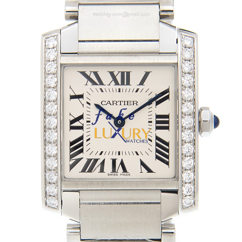 Cartier W4TA0009 Quartz Stainless Steel & Diamond Bezel Replica Watch, White Dial, Silver Strap - Luxury Replica Watch