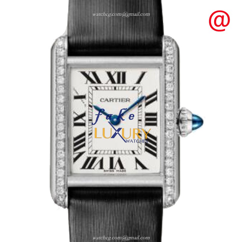 Cartier W4TA0016 Replica Watch, Quartz Movement, Stainless Steel & Diamond Case, Silver Dial, Black - Luxury Replica Watch