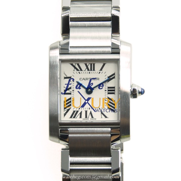 Cartier W51008Q3 Replica Watch TANK Quartz Stainless Steel Silvery White Dial - Luxury Replica Watch