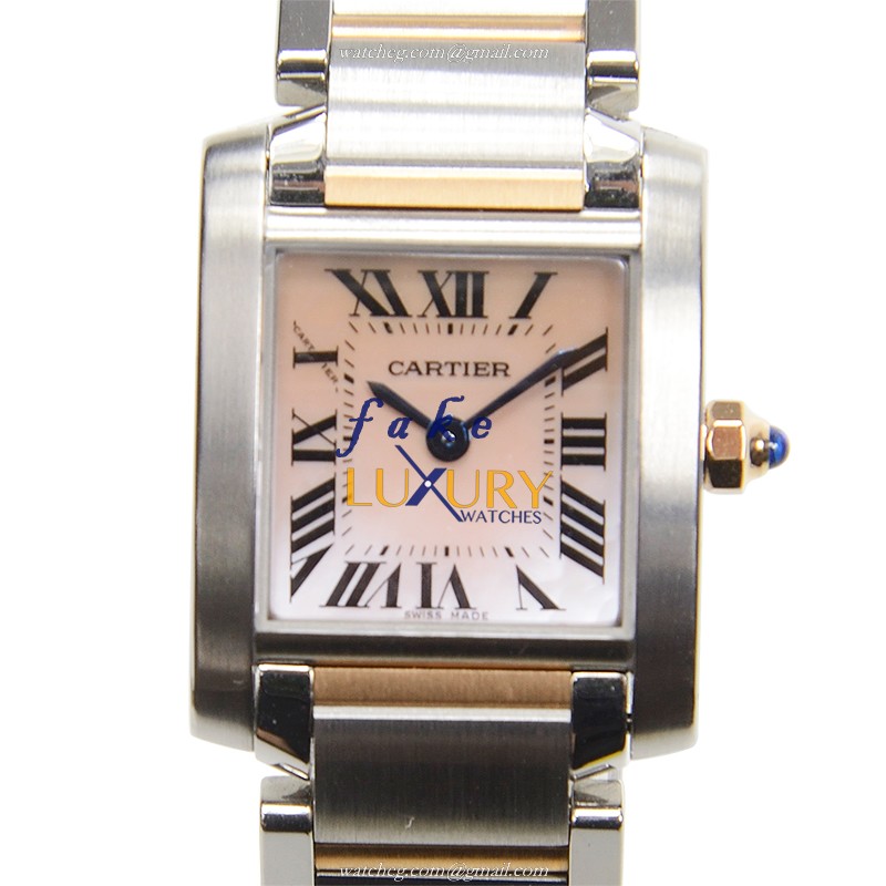 Cartier W51027Q4 Quartz Tank Stainless Steel Automatic Replica Watch | Pink Dial | Gold & Steel - Luxury Replica Watch