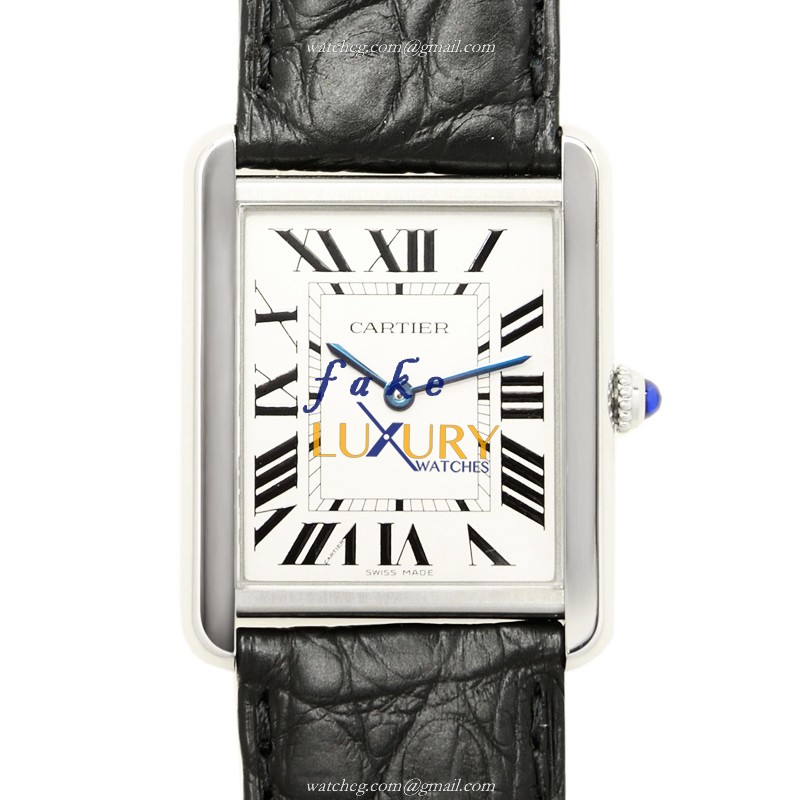 Cartier W5200003 Quartz Stainless Steel Replica Watch, White Dial, Alligator Strap - Luxury Replica Watch