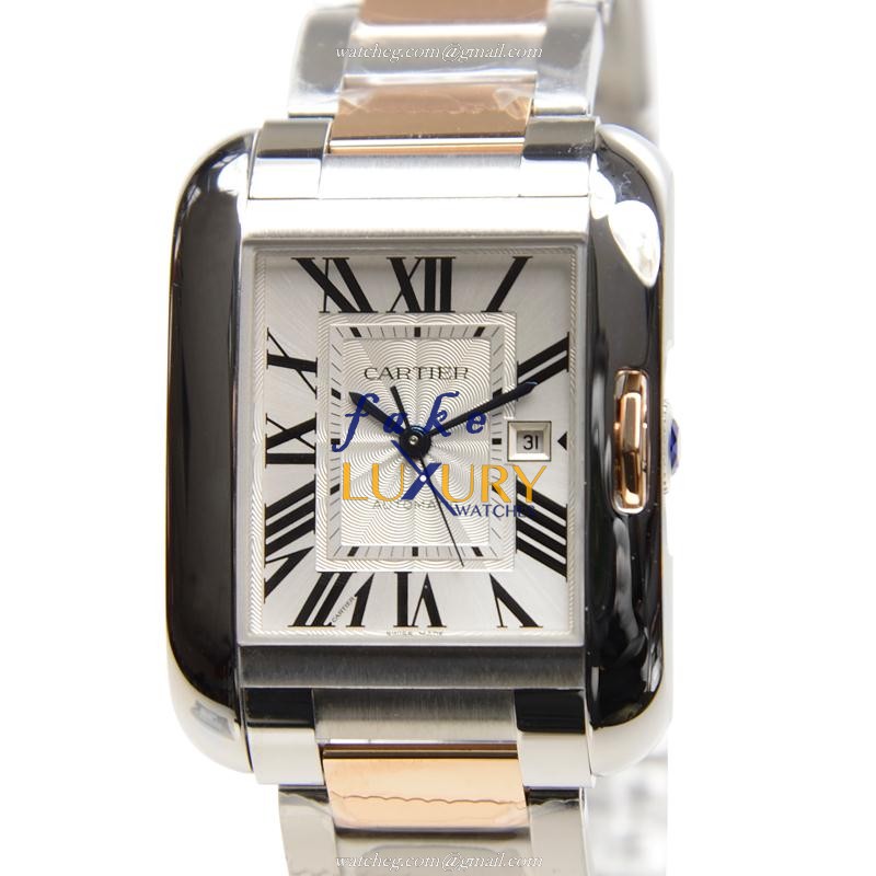 Cartier W5310007 TANK Automatic Stainless Steel Replica Watch, Silver Dial, 29.8mm Case - Luxury Replica Watch