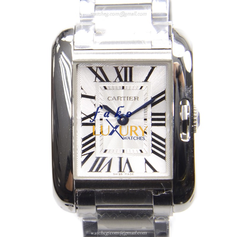 Cartier W5310022 TANK Quartz Stainless Steel Replica Watch - Swiss Movement, Silver Dial, Sapphire - Luxury Replica Watch