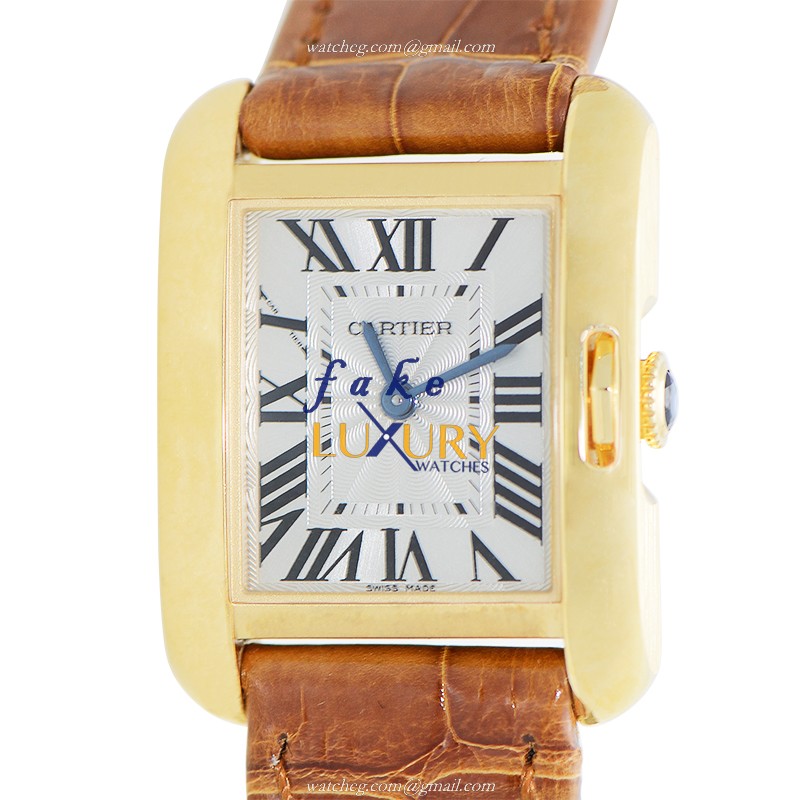 Cartier W5310028 Quartz 18kt Gold TANK Watch | Replica | Brown Alligator | Swiss Movement - Luxury Replica Watch