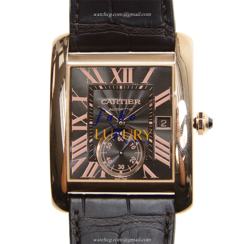 Cartier W5330002 TANK Automatic 18kt Rose Gold Replica Watch, Swiss Movement, Dark Brown Dial & - Luxury Replica Watch