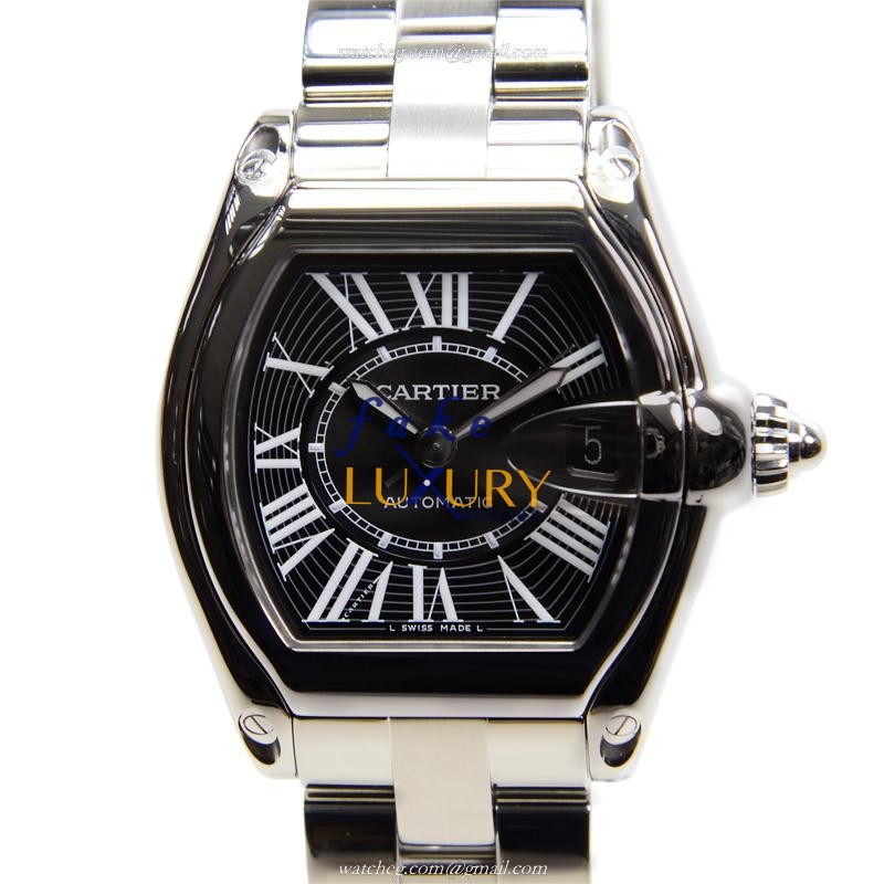 Cartier W62041V3 ROADSTER Automatic Stainless Steel Replica Watch, Black Dial, Silver Strap - Luxury Replica Watch