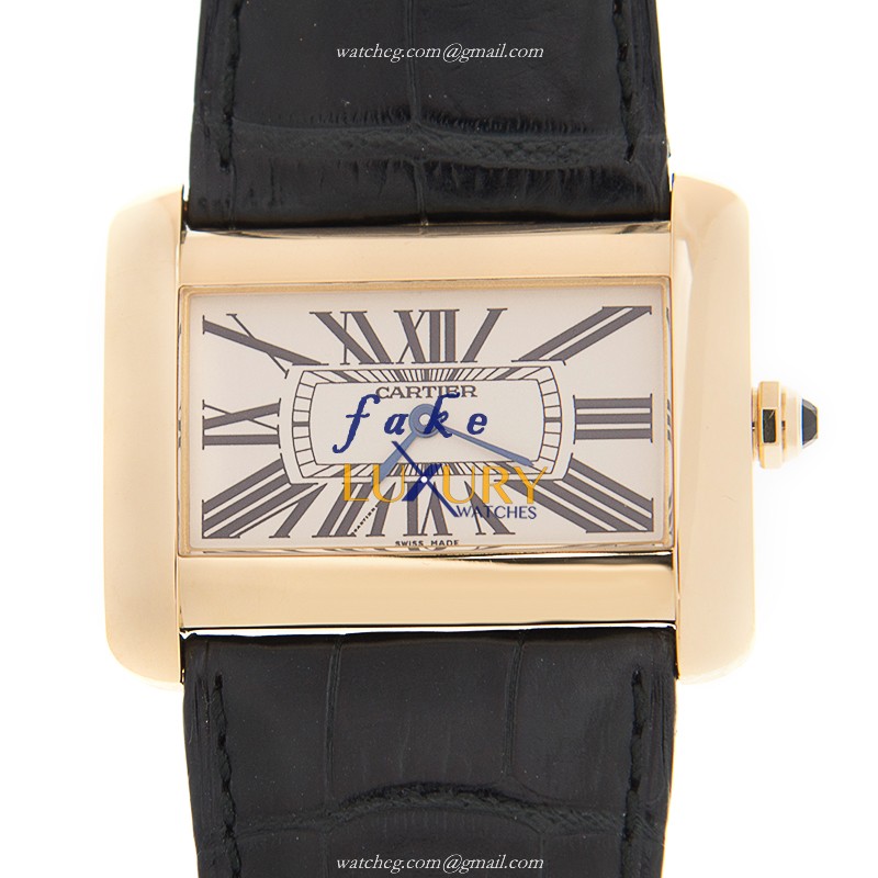 Cartier W6300556 TANK Quartz 18kt Yellow Gold Replica Watch, Automatic, Silver Dial, Model - Luxury Replica Watch