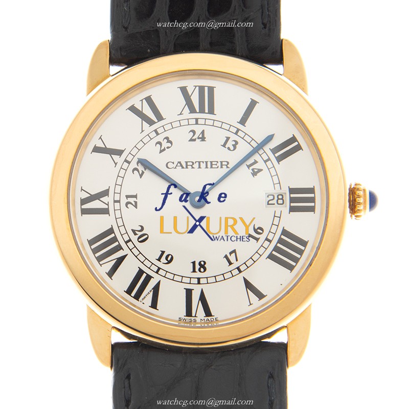 Cartier W6700455 RONDE SOLO DE CARTIER Quartz 18kt Yellow Gold Watch - Black Dial Replica - Luxury Replica Watch