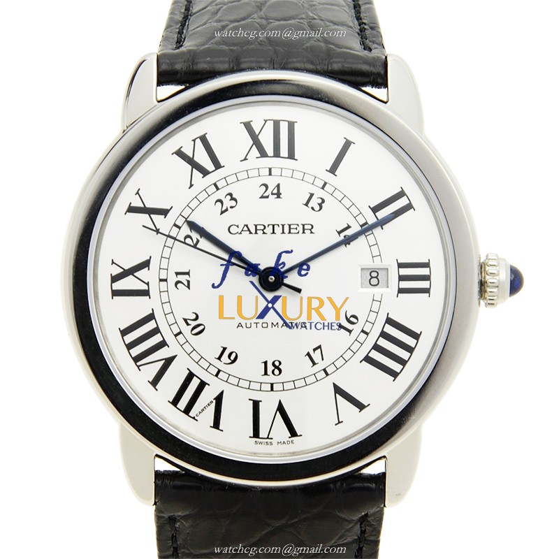 Cartier W6701010 RONDE SOLO DE CARTIER Automatic Steel Case Silver Dial Alligator Strap Replica - Luxury Replica Watch