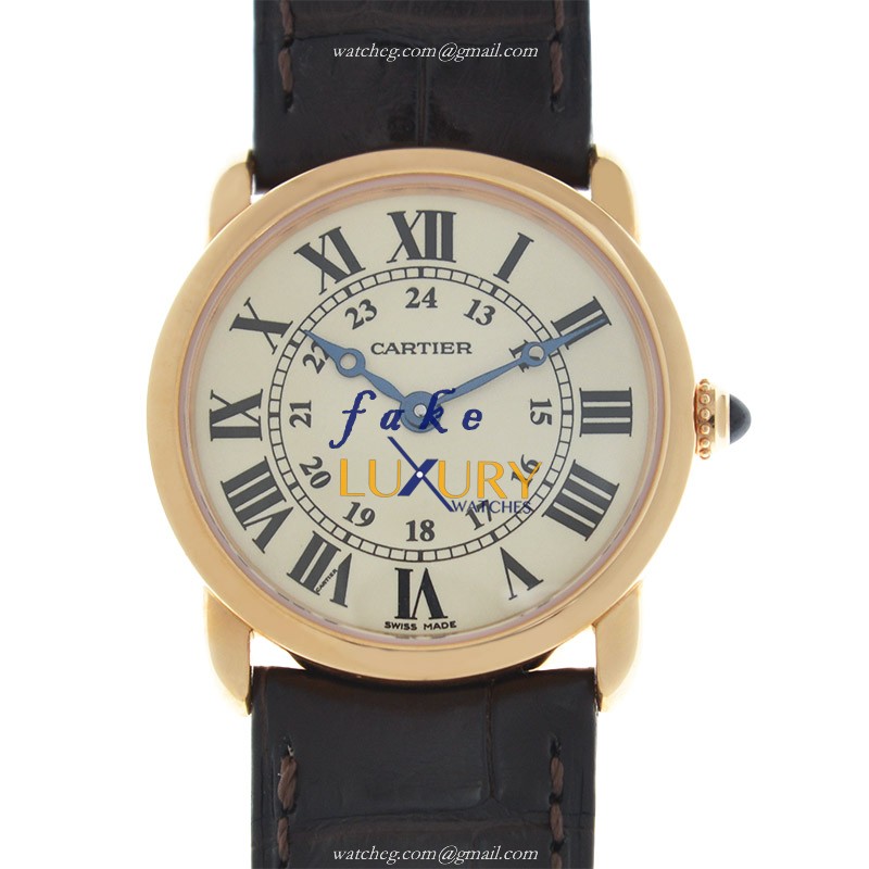 Cartier W6800151 RONDE LOUIS CARTIER Quartz 18kt Rose Gold Replica Watch - Swiss Movement, Ceramic - Luxury Replica Watch