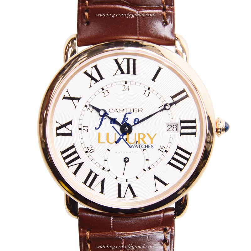-54321 - CARTIER W6801005 RONDE LOUIS CARTIER Automatic 18kt Rose Gold Replica Watch - White - Luxury Replica Watch