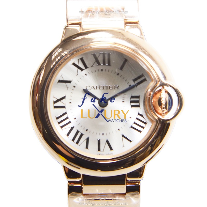 Cartier W69002Z2 Ballon Bleu Replica Watch Quartz 18kt Rose Gold Silver Dial 28.6mm - Luxury Replica Watch